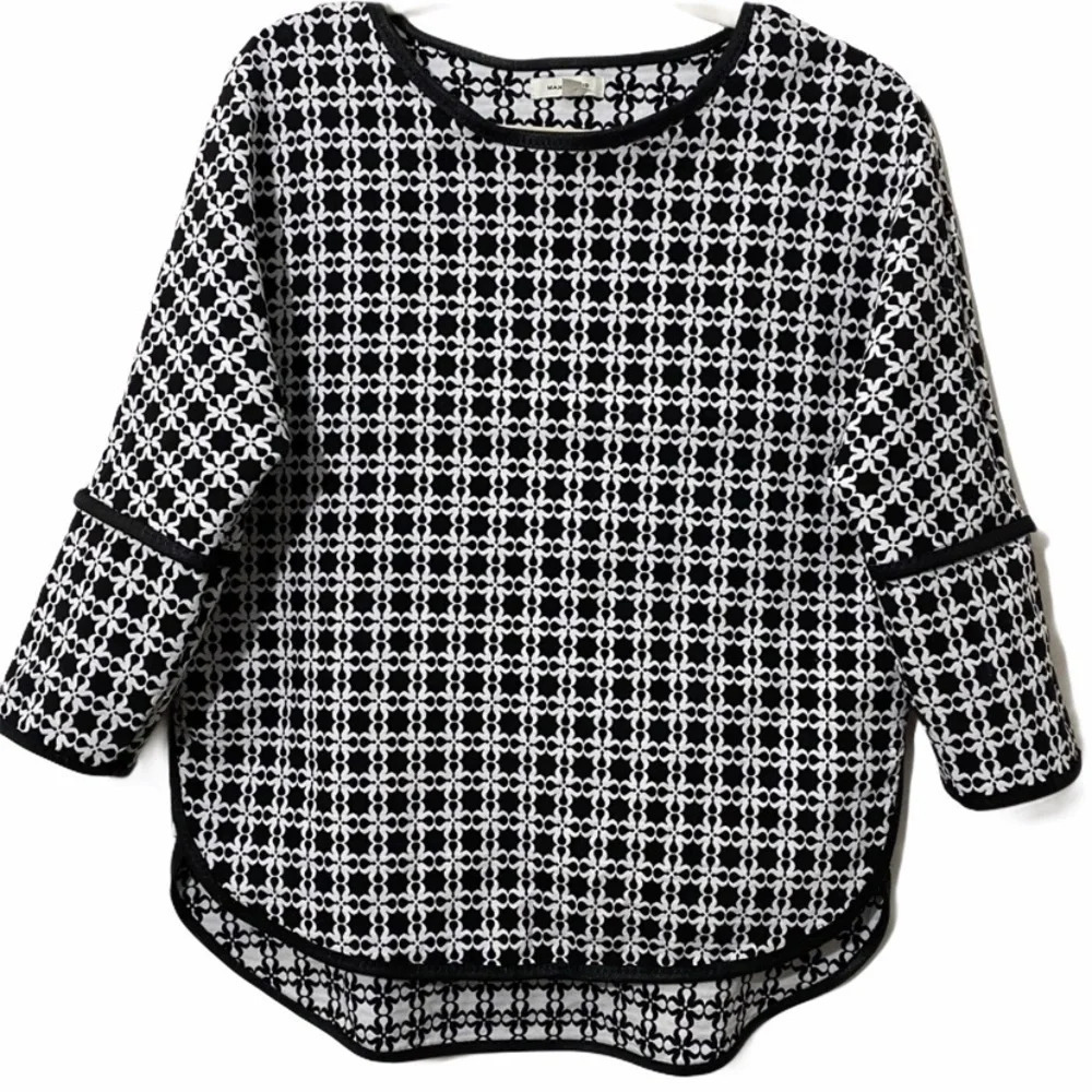Max Studio Women’s 3/4 sleeve black white tunic M